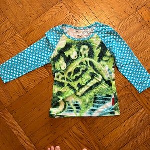 Vivienne tam baseball shirt green blue floral print small